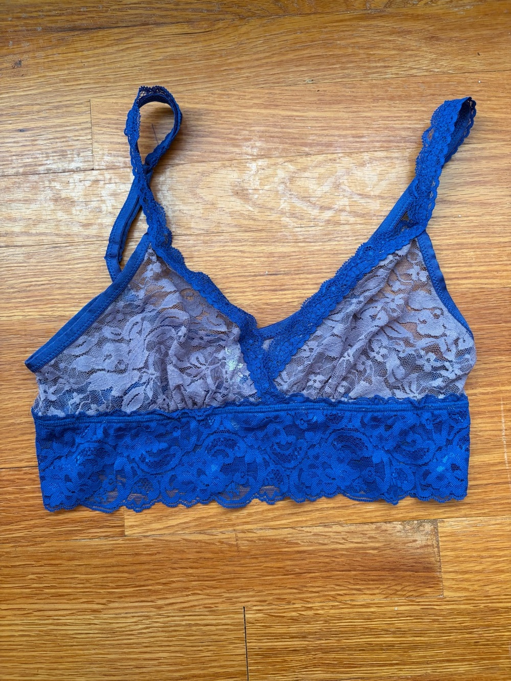 Gilligan & O'Malley Royal Blue Lace Triangle Bralette — Size M